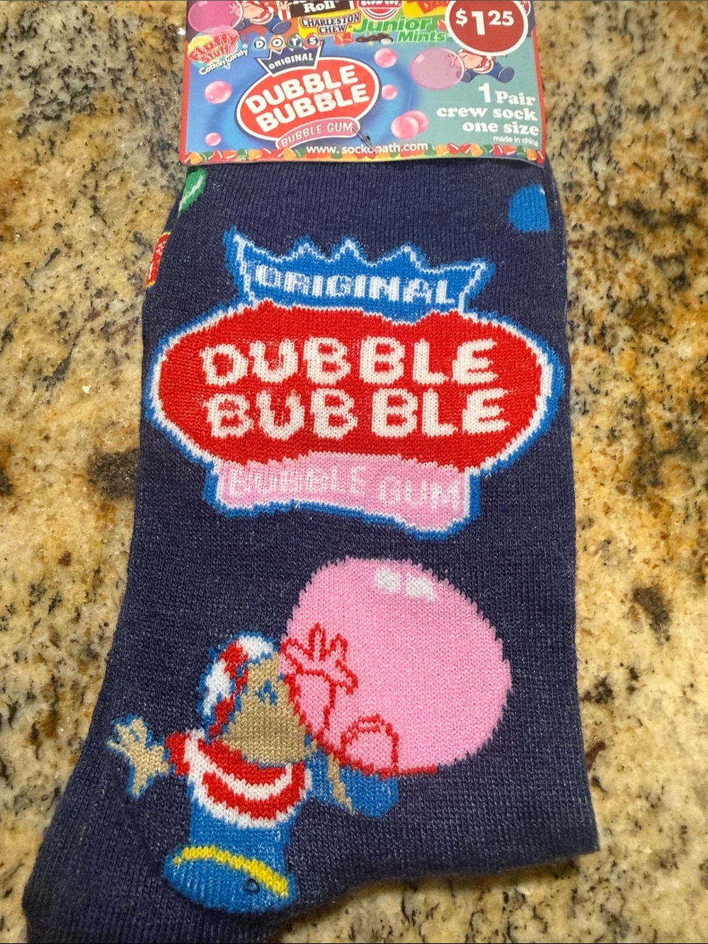 Dubble Bubble New adorable 🥰 Logo Crew Socks - Navy with Pink Bubble